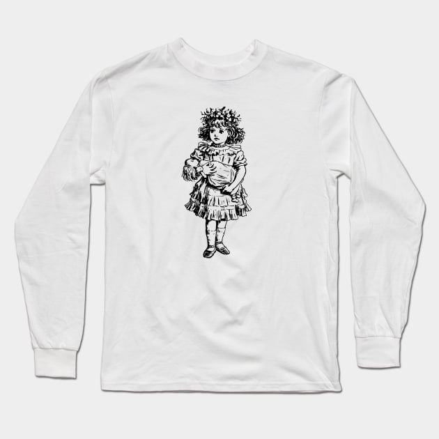 Girl with a doll Long Sleeve T-Shirt by linesdesigns